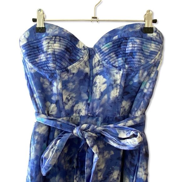 Bardot Vibrant Floral Midi Dress Blue Corset Bustier Sundress Sz XL - Picture 5 of 14